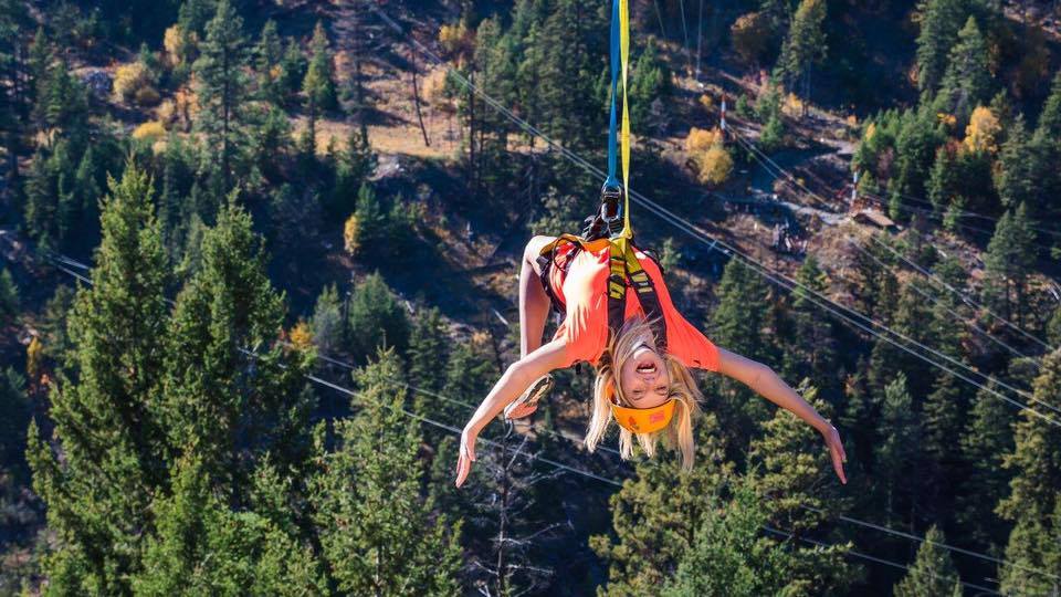 girl on the zipline at Zipzone in the Okanagan Valley