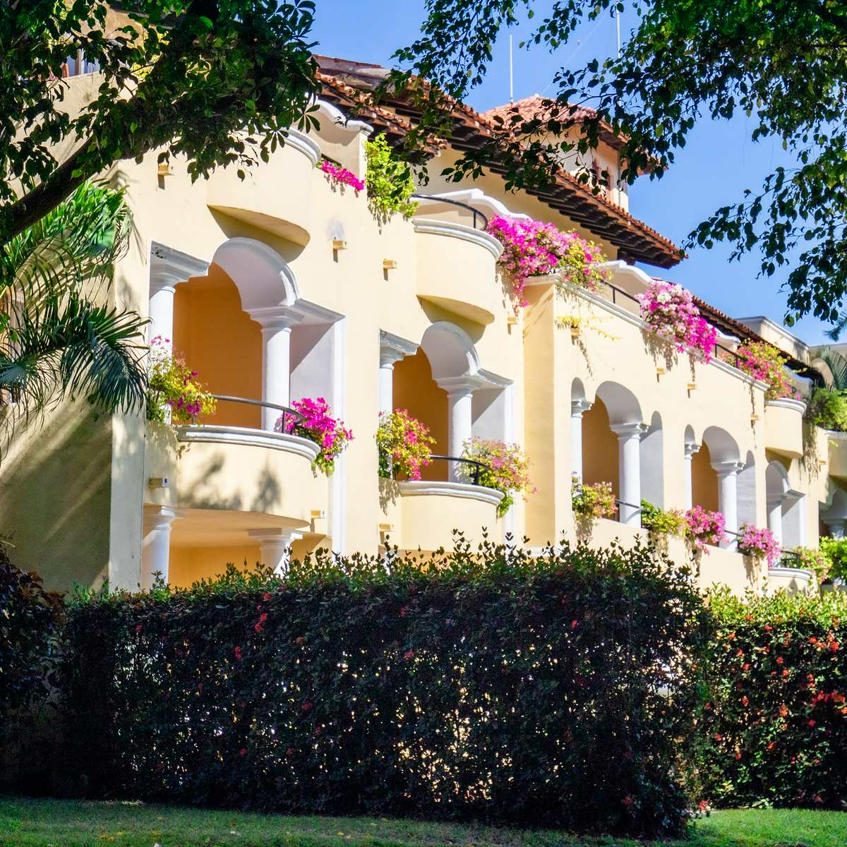 Casa Velas exterior garnished with lovely flowers