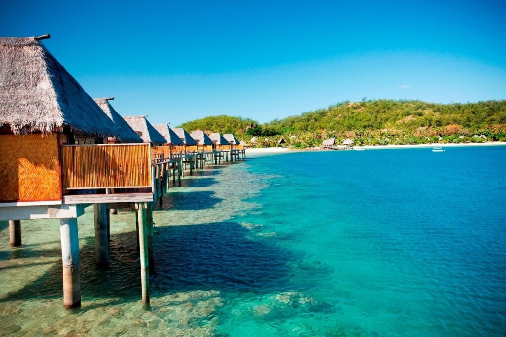 the overwater bungalows at Likuliku Lagoon Resort in Fiji