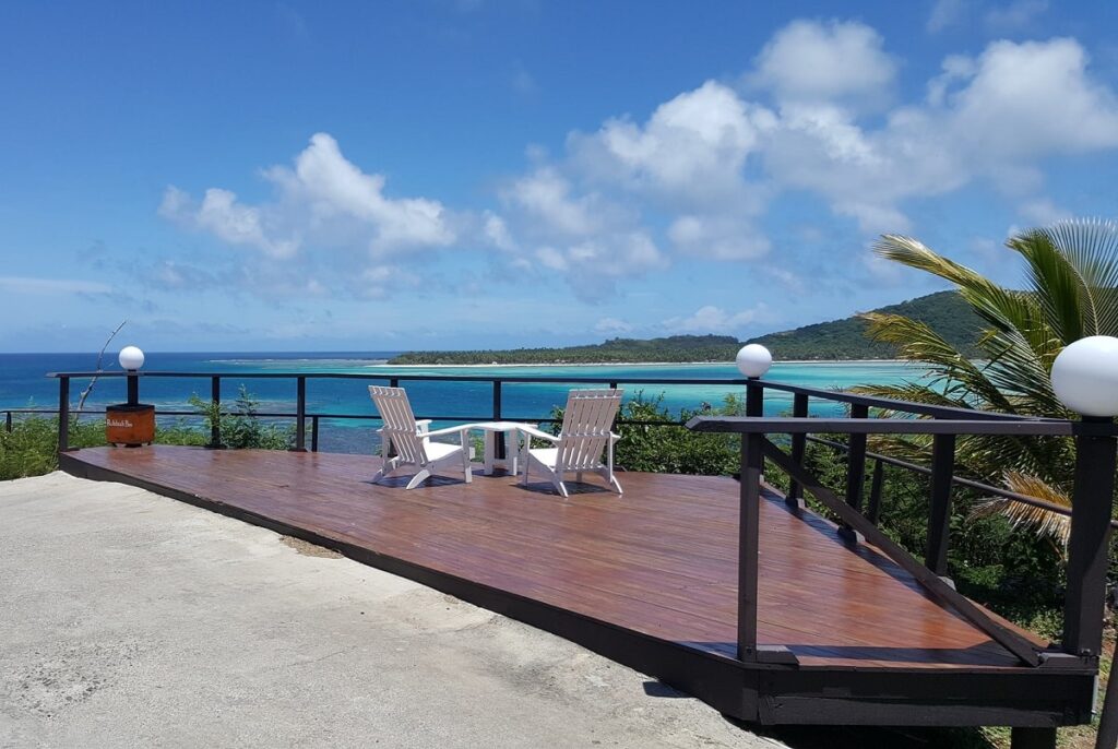 view over the ocean from the sunset deck at Nanuya Island Resort