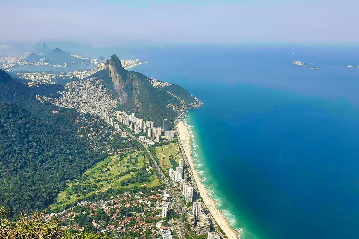 Pedra da Gávea viewpoint overlooking the beach below in Rio de Janeiro