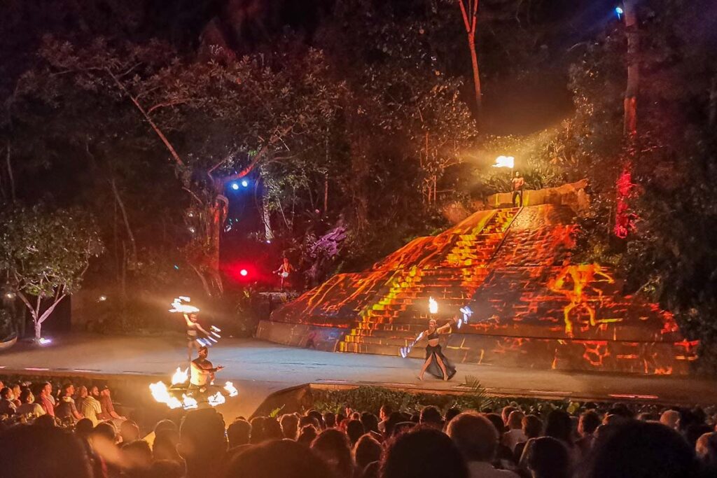 Fire dancers perform at the Rhythm of the Night Show, Puerto Vallarta