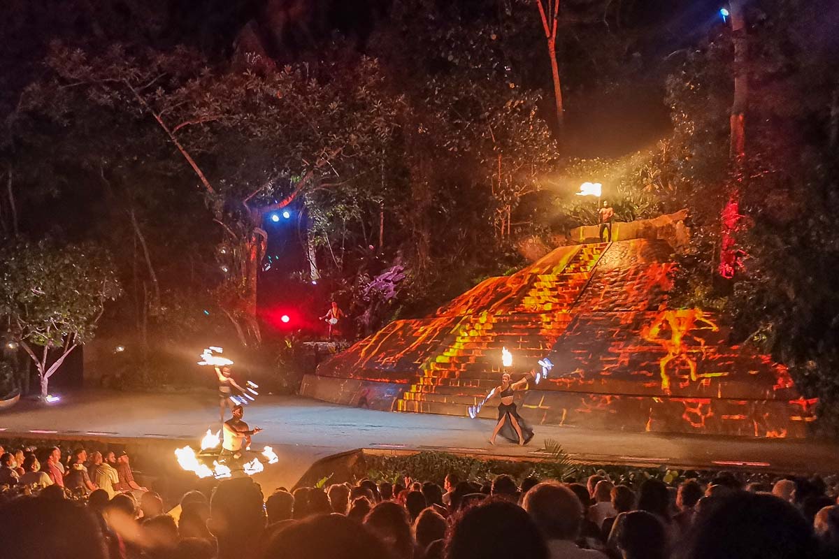 Fire dancers perform at the Rhythm of the Night  Show, Puerto Vallarta