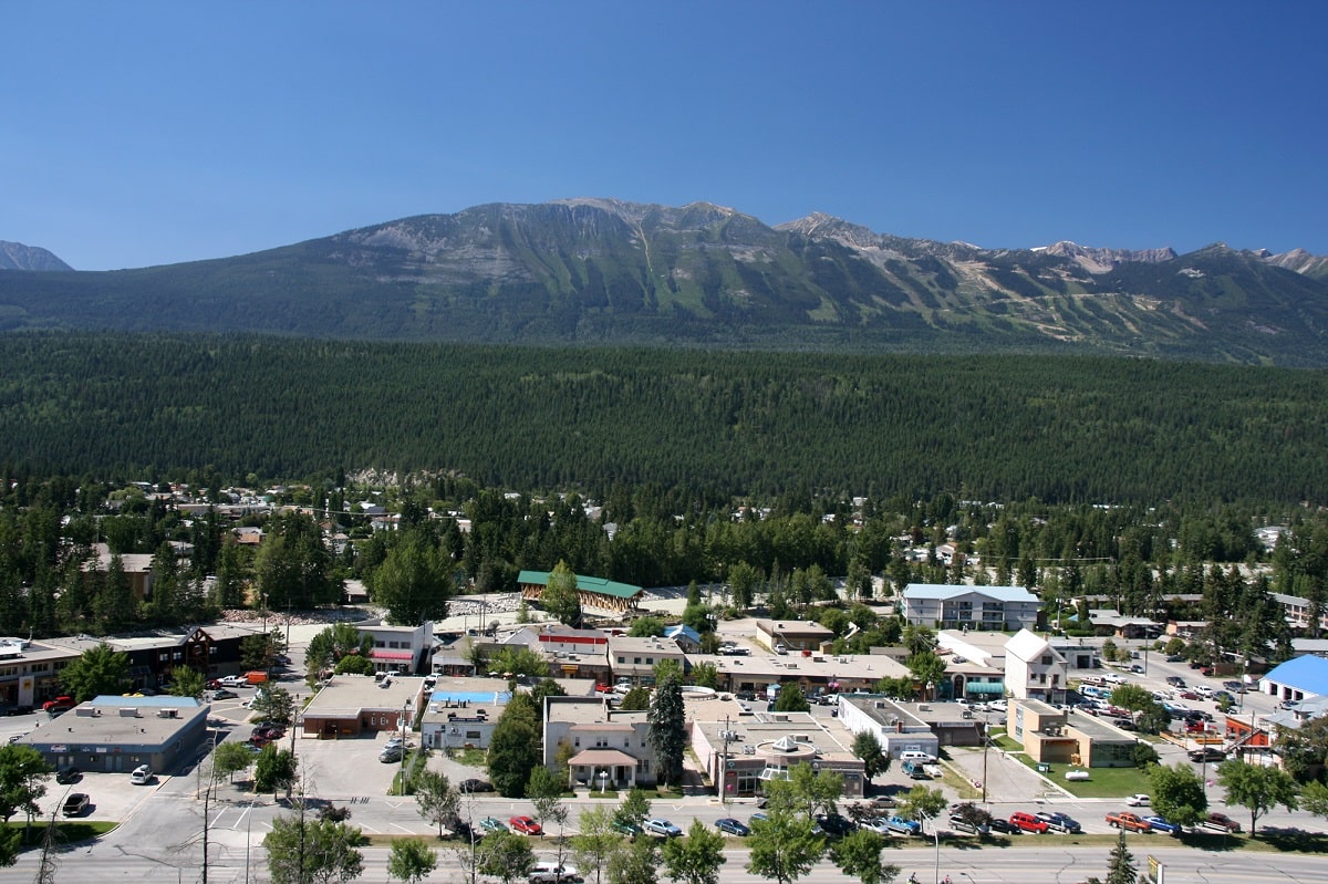 aerial view of Golden , BC