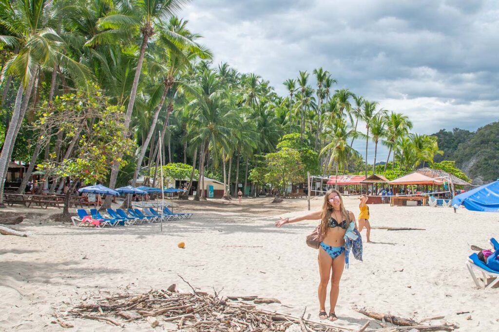A lady poses for a photo on Tortuga Island, Costa Rica