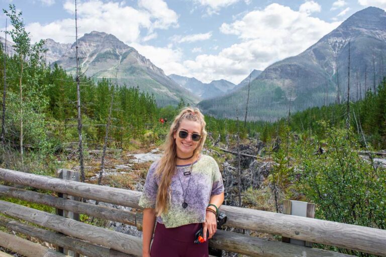 woman standing at a viewpoint in Kootenay National Park