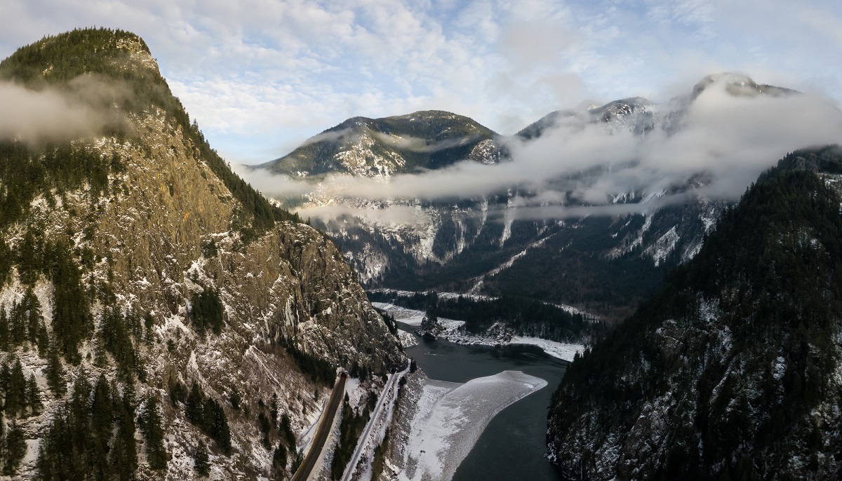 snowy road outside of Hope BC
