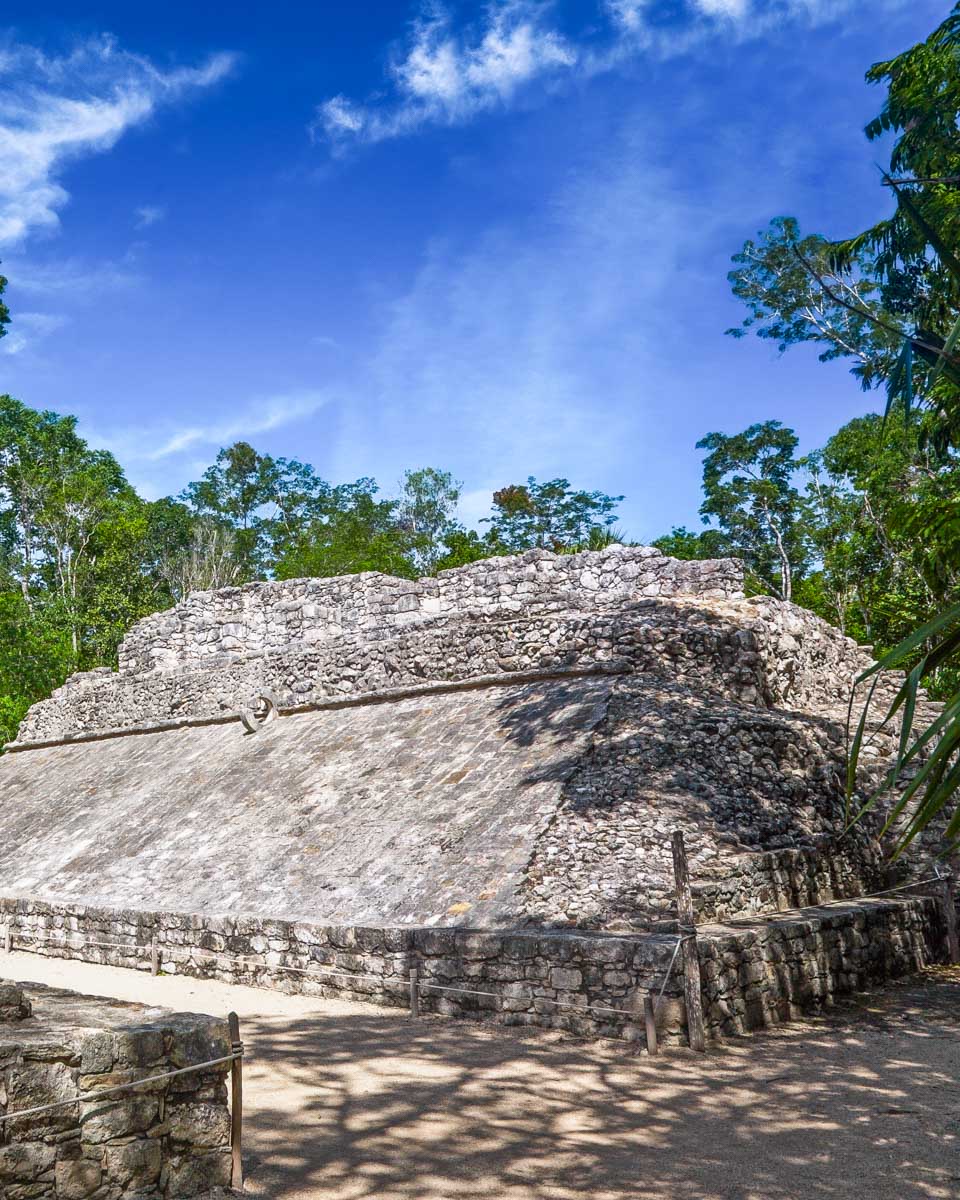 Cobe ruins ball court near Tulum, Mexico