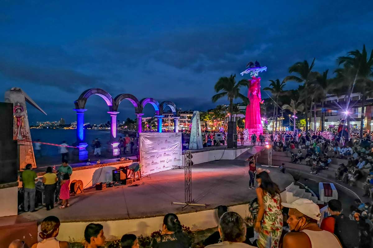 A show on the Puerto Vallarta Amphitheater during Day of the Dead