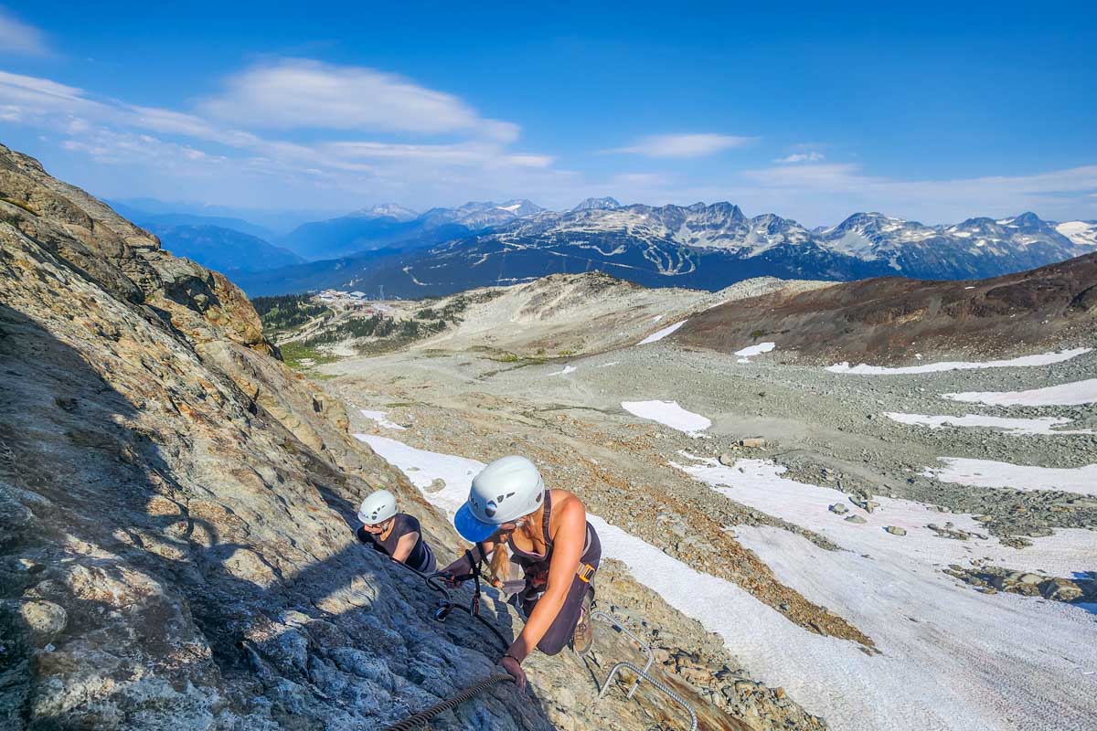 Bailey climbs the Via Ferrata in Whistler, BC