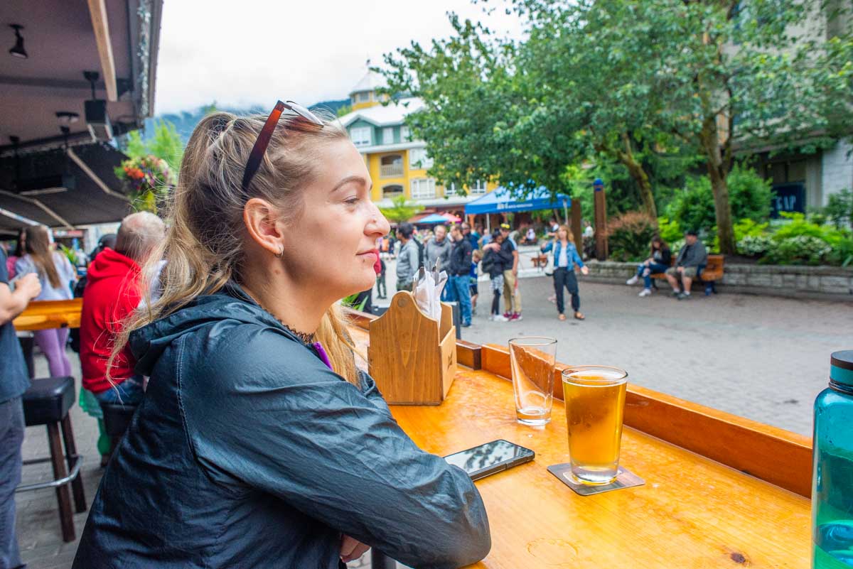 Having a patio drink in Whistler