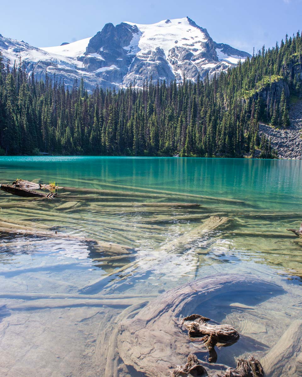 An up close look at the water clarity of Joffre Lakes near Pemberton, BC.