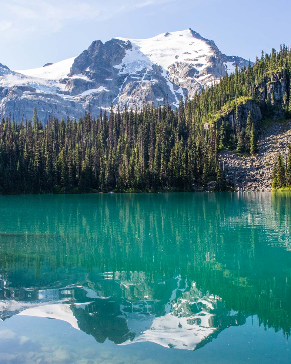 Reflection of the mountain at Middle Joffre Lake