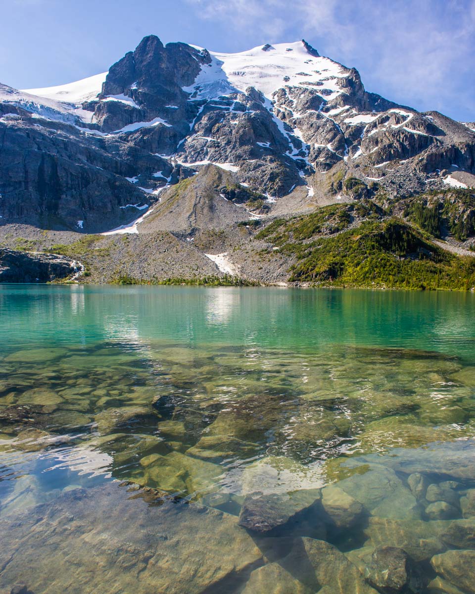 Upper Joffre Lake with views of the glacier