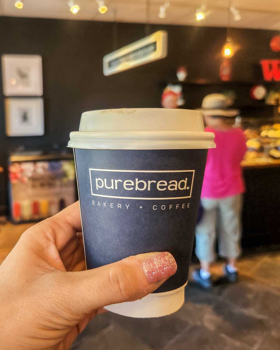 A coffee at Purebread in Whistler, BC
