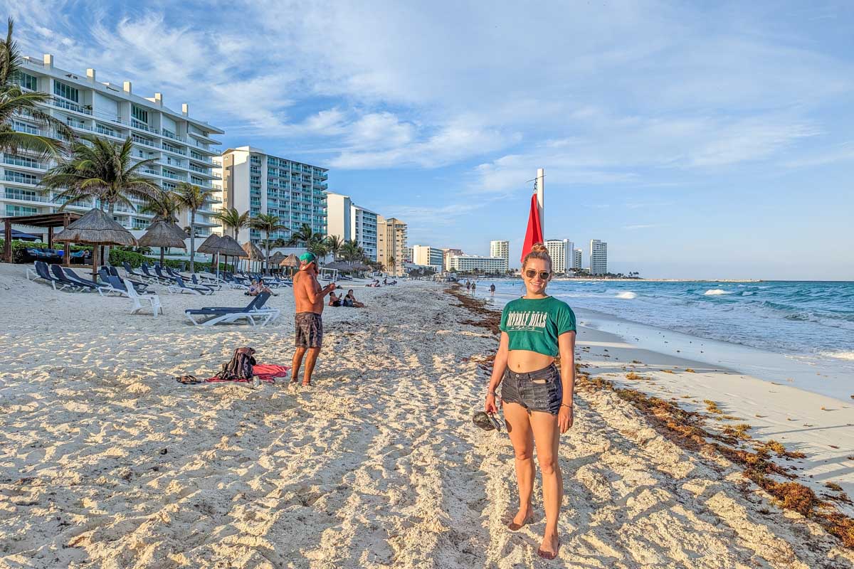 Bailey on Playa Chacmool in Cancun, Mexico