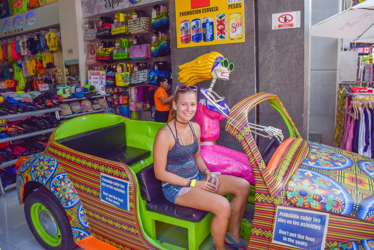 Bailey poses for a photo at a gift shop in Playa del Carmen