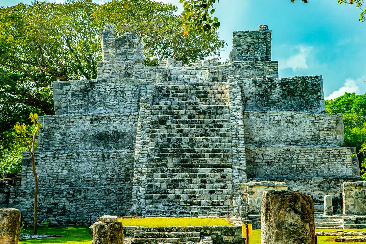 One of the main temples at El Meco Ruins, Cancun, Mexico