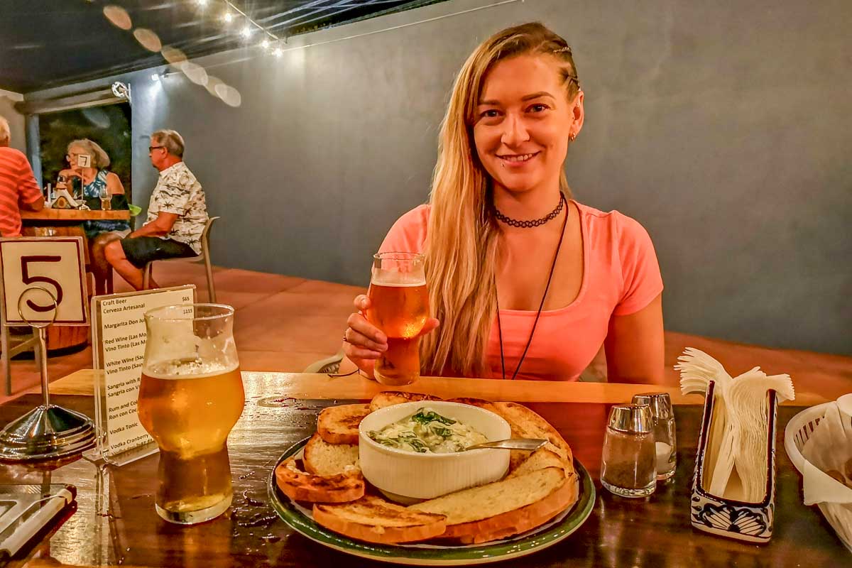 Enjoying a beer and food at CervecerÃa Bahia de Banderas BreweryÂ