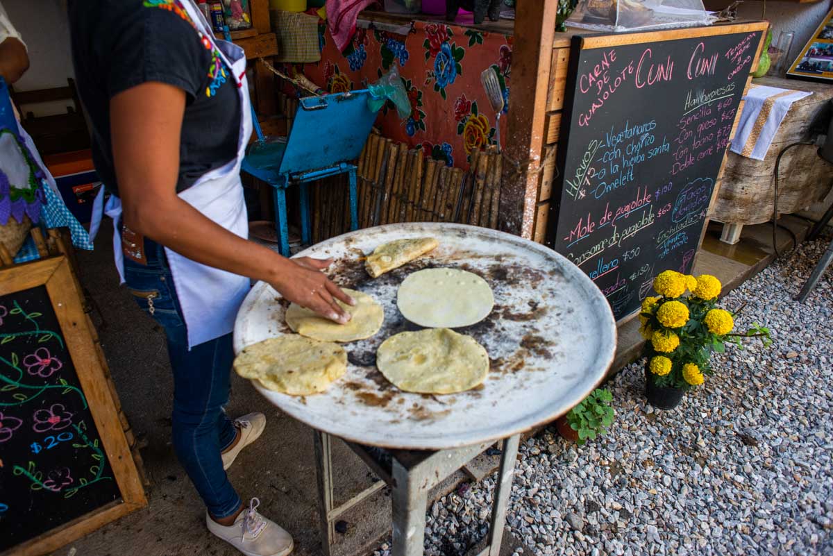 Homemade tortillas on a food tour in Oaxaca, Mexico