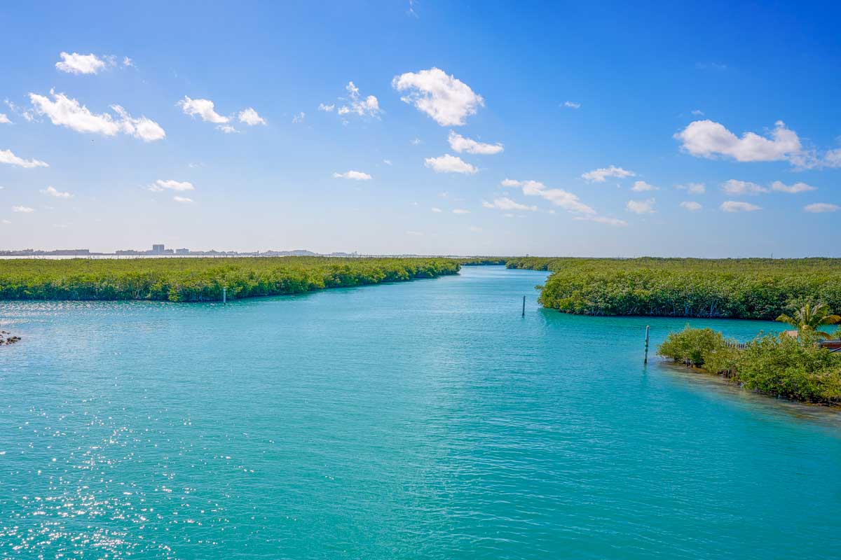 One of the canals at Nichupte Lagoon, Cancun, Mexico