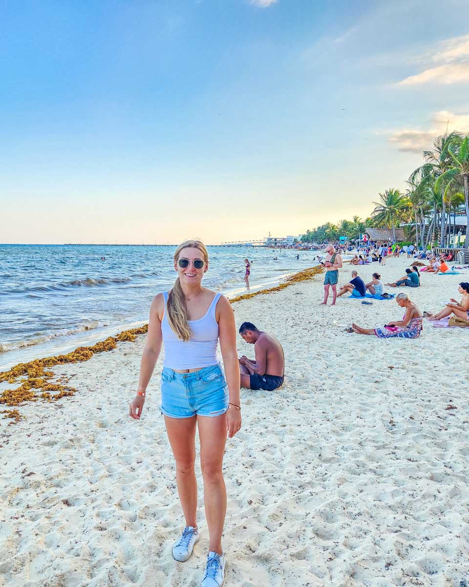 bailey on the beach in Playa Del Carmen, Mexico