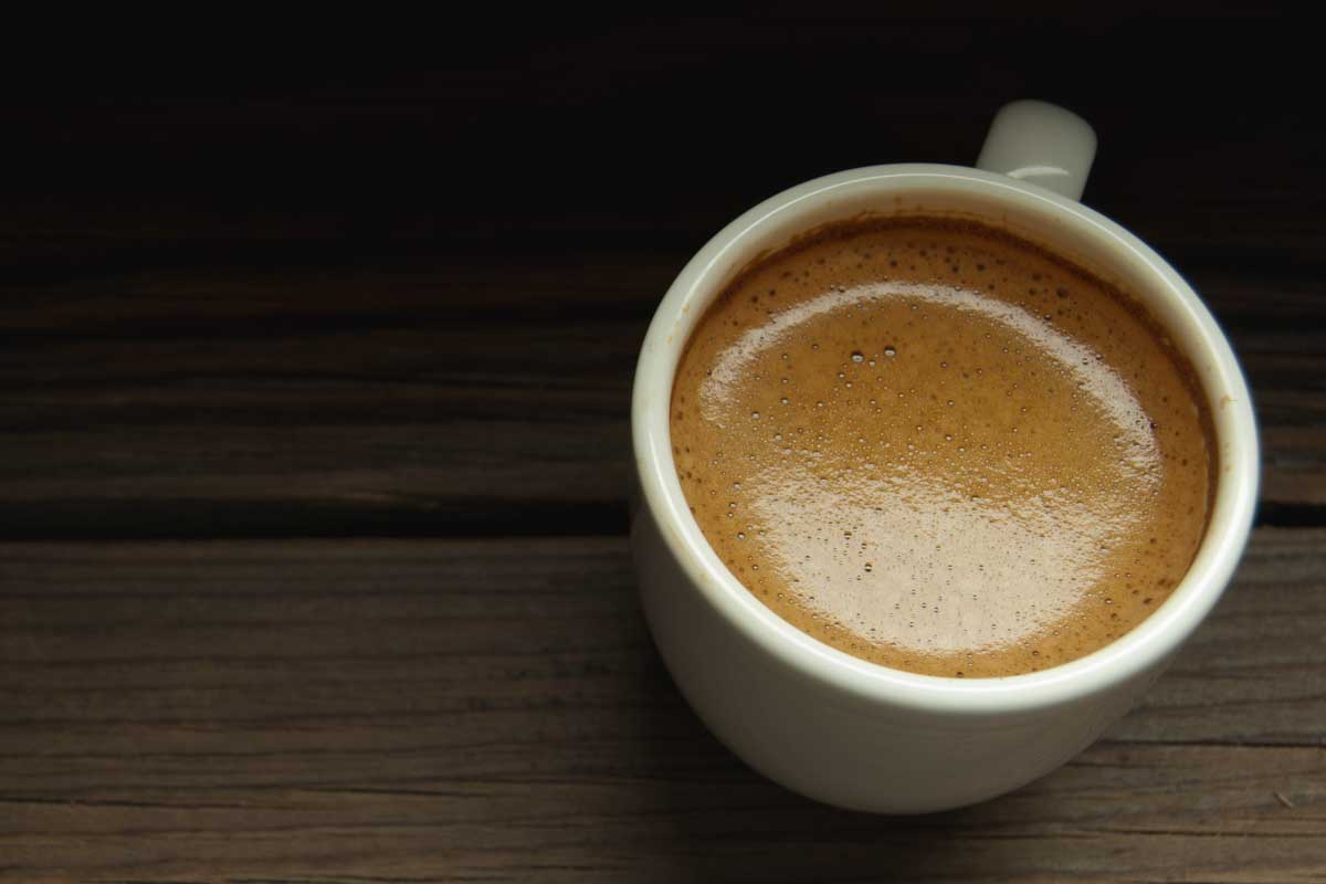 A coffee in a dark coffee shop in Vernon