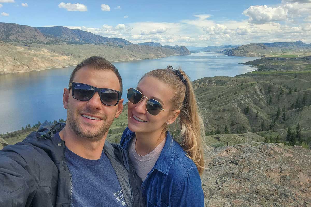 Bailey and Daniel take a selfie at Kamloops Lake View Point