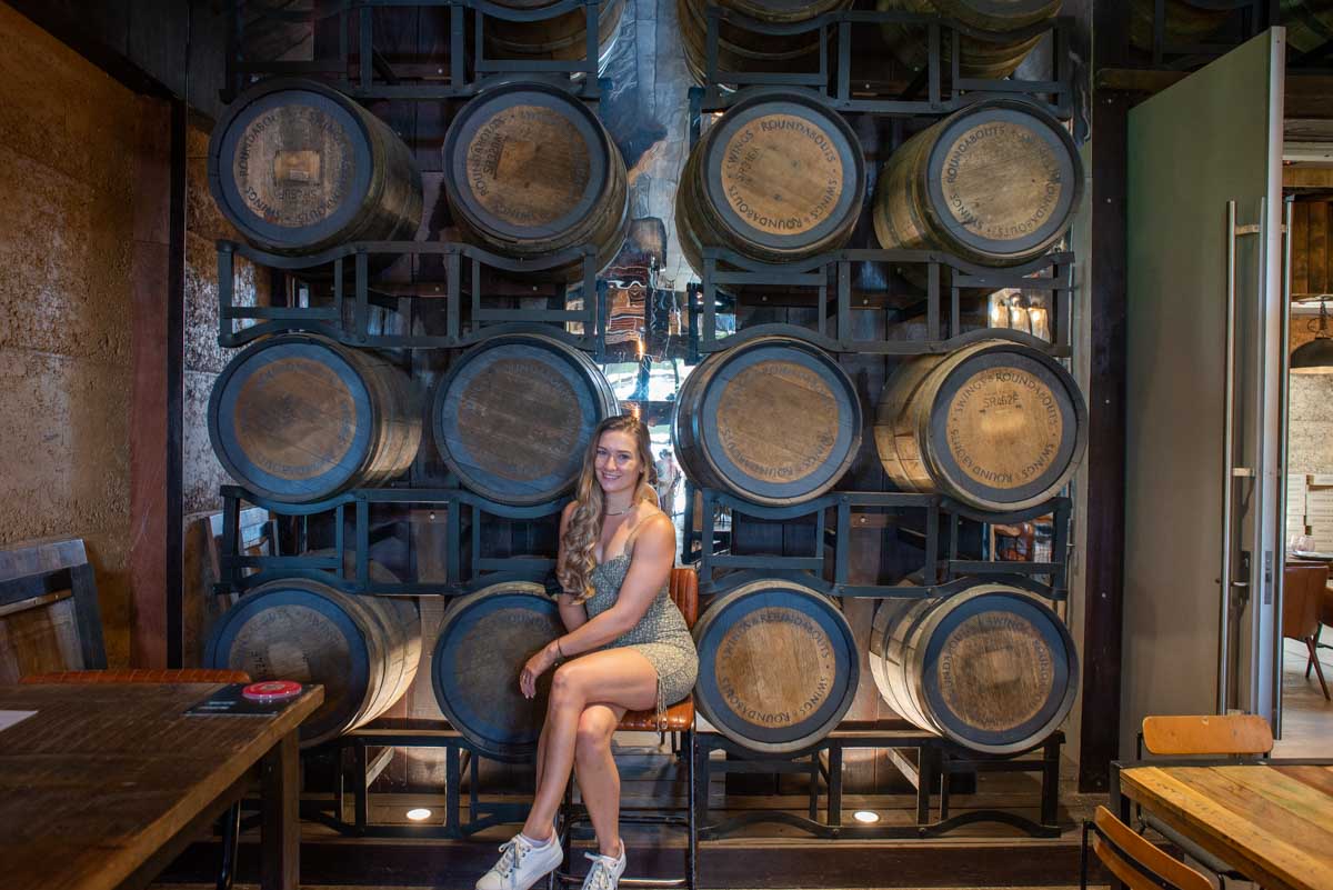 Bailey poses for a photo at a winery in Margaret River, Australia