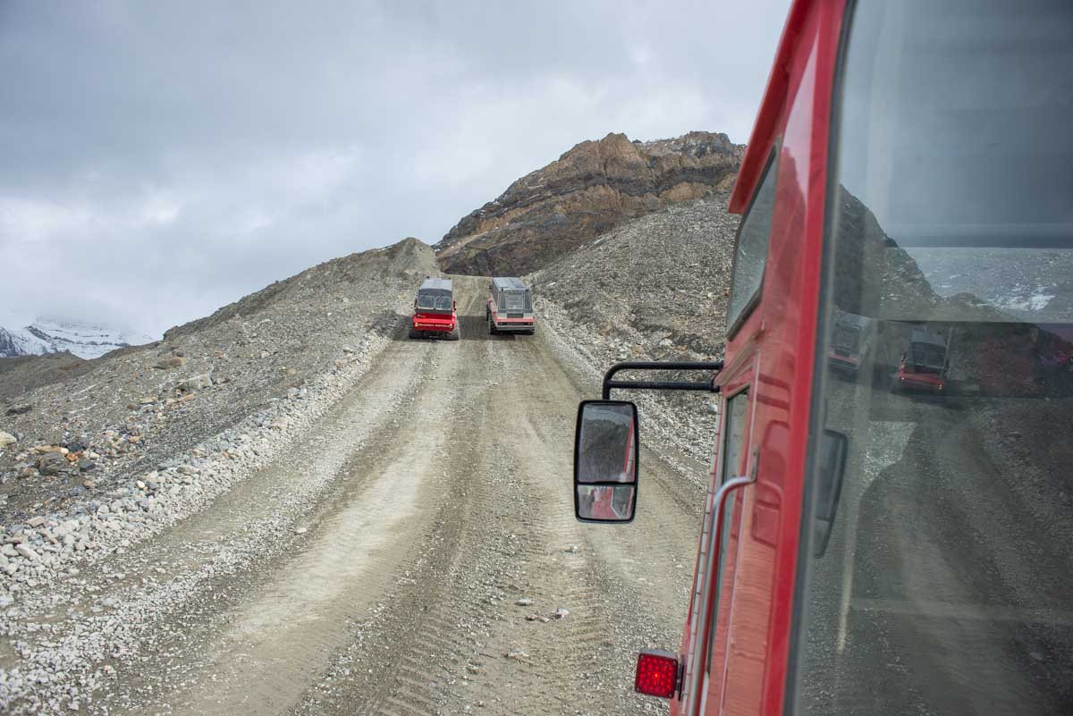 Photo our the window of two Ice Explorer all-terrain vehicles