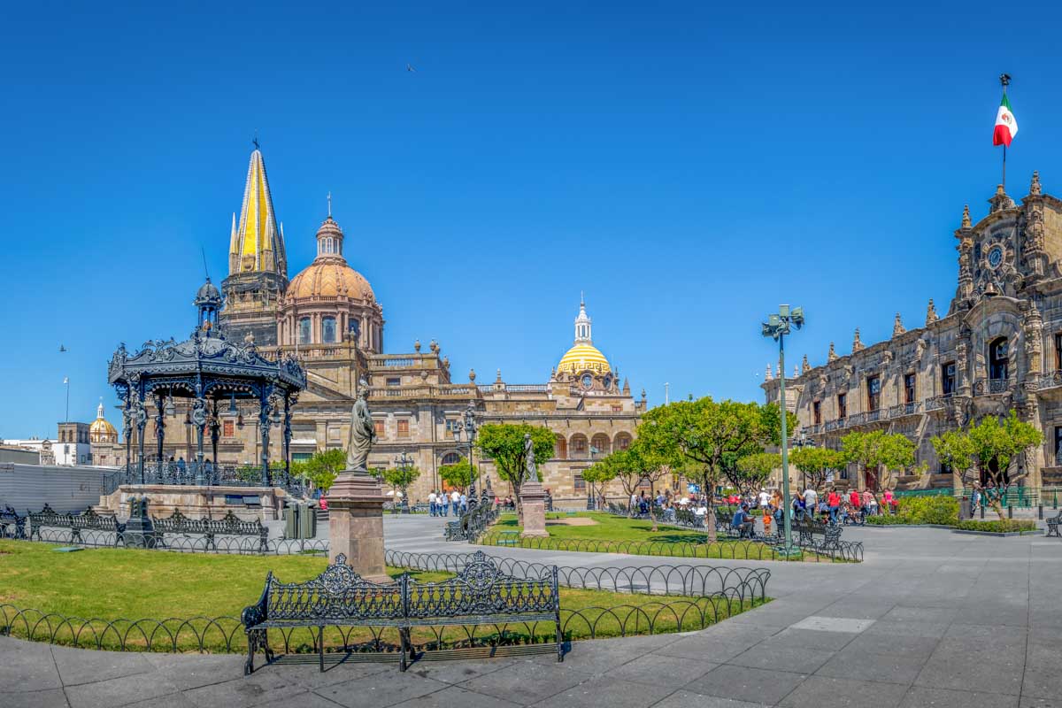 The Plaza de Armas in Guadalajara, Mexico