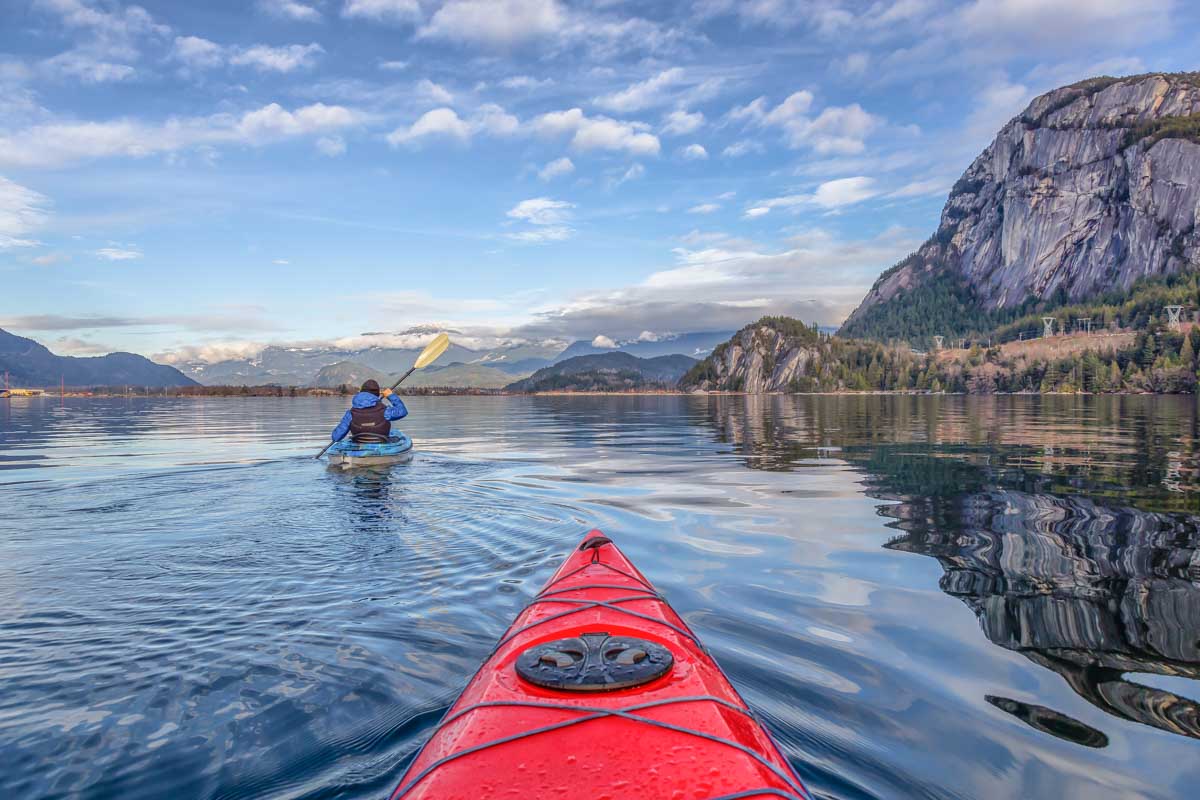 Two people Kayak in Squamish, BC