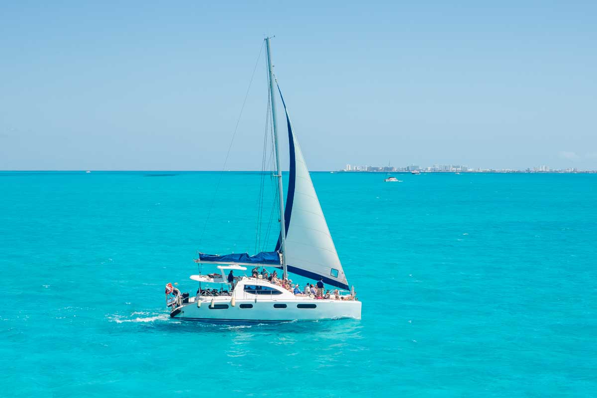 A catamaran cruise off the coast on Isla Mujeres, Mexico