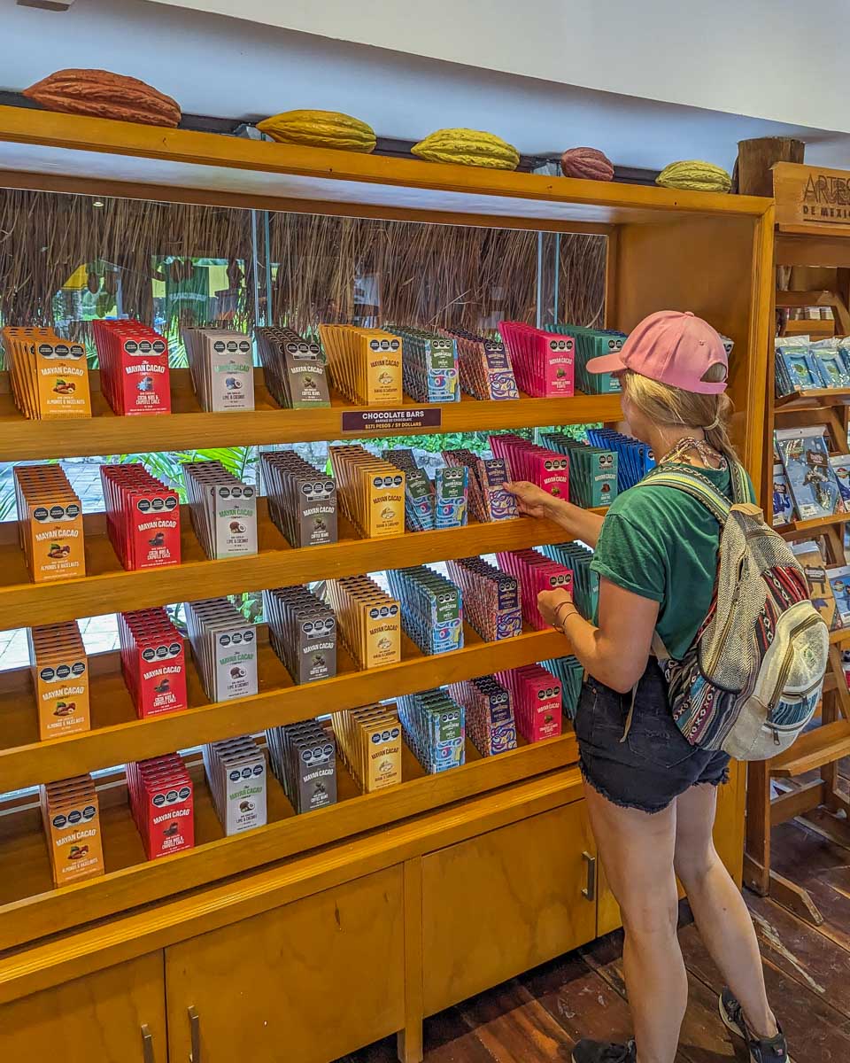 Bailey shops at the The Mayan Cacao Company on Cozumel, Mexico