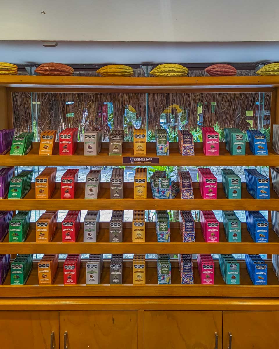 Cholate on the shelves at The Mayan Cacao Company on Cozumel, Mexico