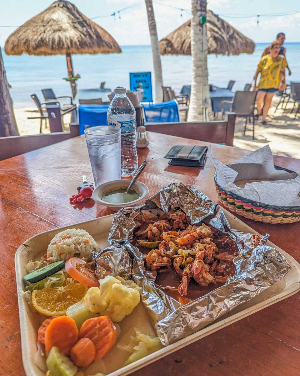Food at Alberto’s Beach Bar on Cozumel, Mexico