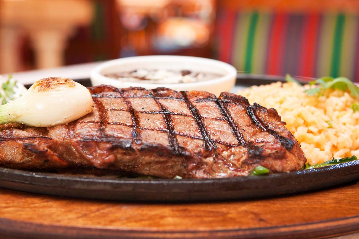 Grilled steak at Food from Hacienda Sisal in Cancun, Mexico