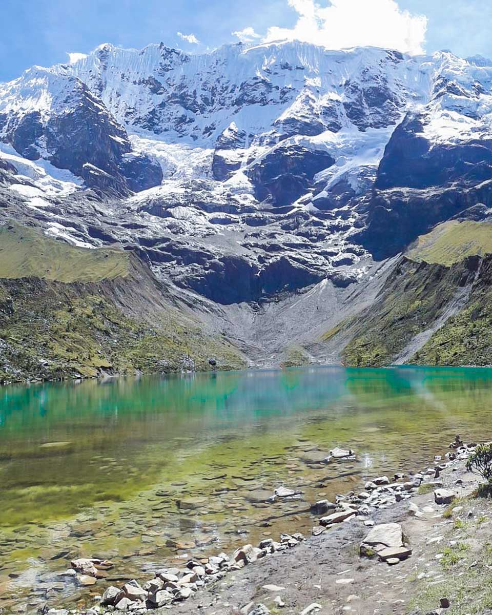 Humantay Lake on a beautiful day on a tour from Cusco, Peru