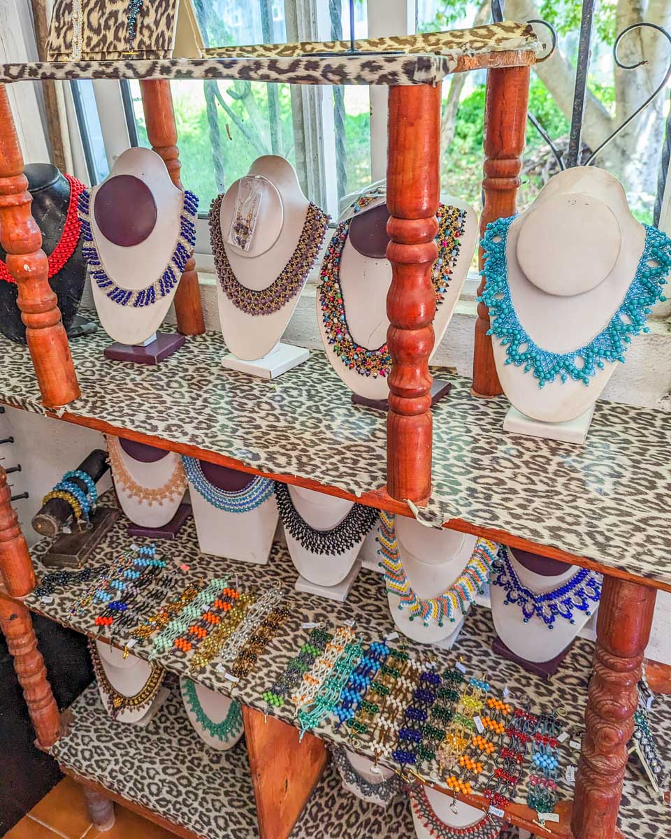 Necklaces at the Women's Beading Cooperative on Isla Muejres, Mexico