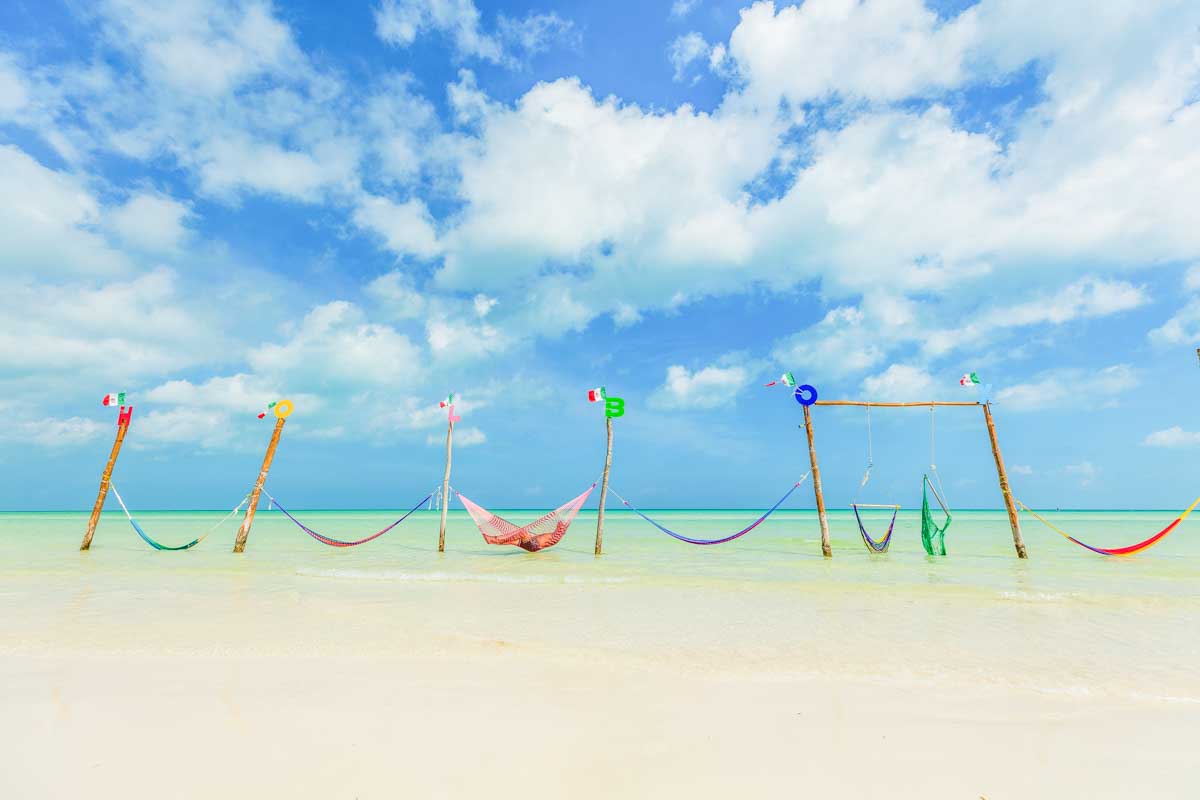 Sea hammocks on Isla Holbox