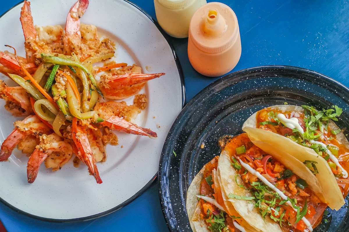 Seafood dishes at a restaurant in Cancun, Mexico