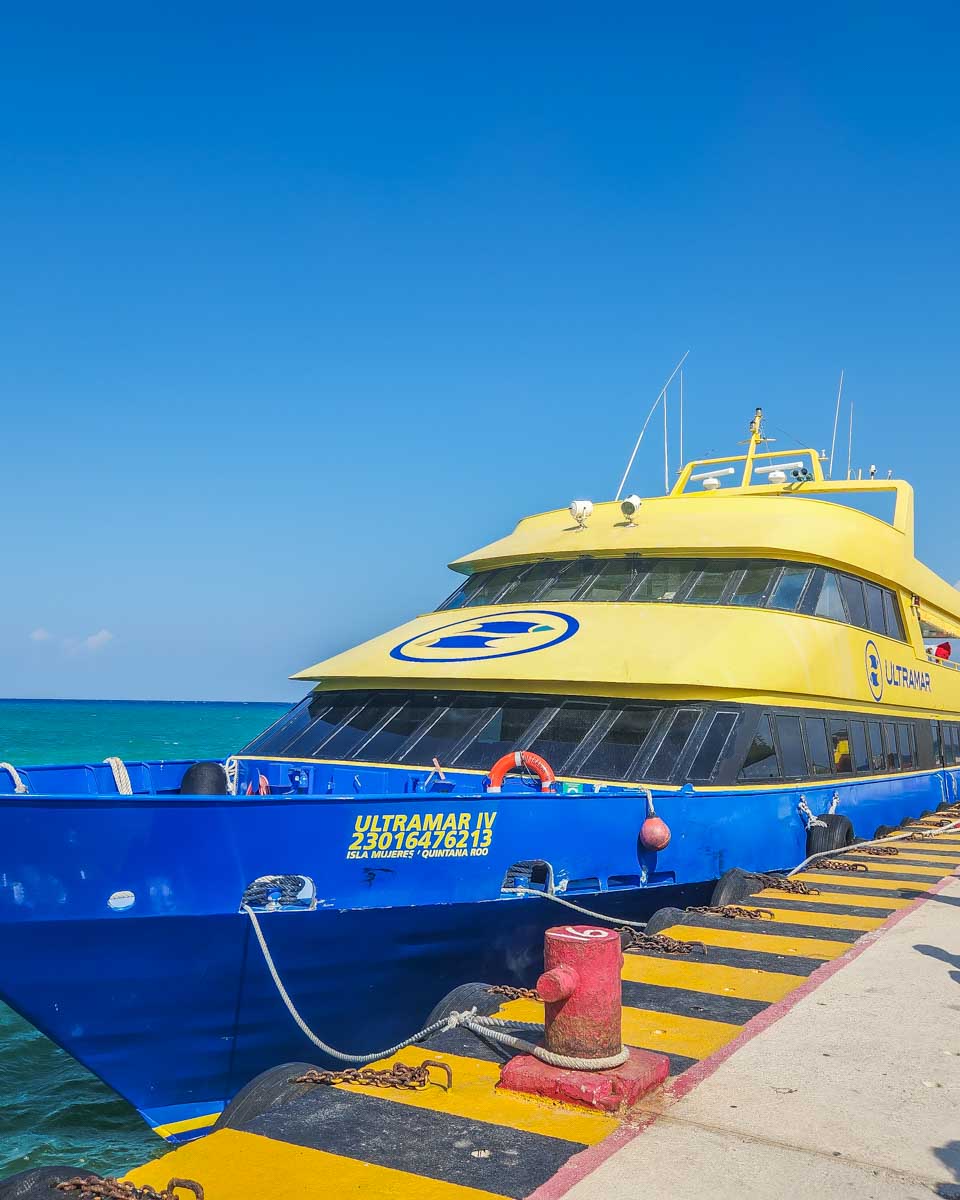 The Ultramar Ferry from Playa Del Carmen to Cozumel sits at the dock