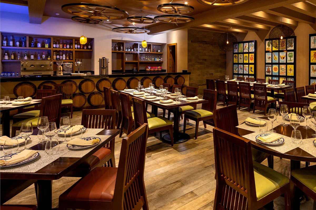dining area of Los Caporales in Cancun, Mexico