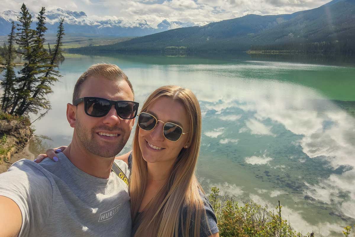 Bailey and Daniel take a selfie in Canada on a road trip