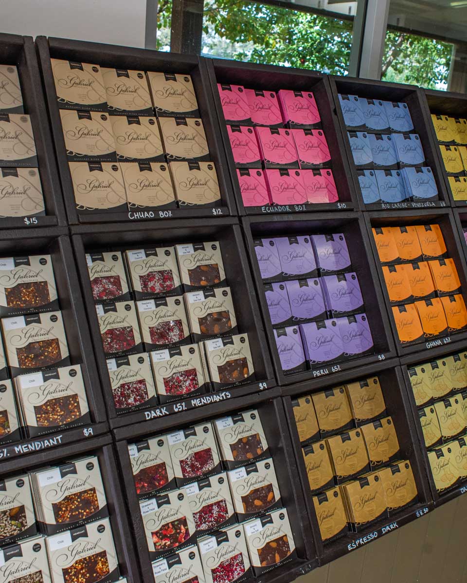 Chocolate bars at Gabriel Chocolate near Margaret River, Western Australia