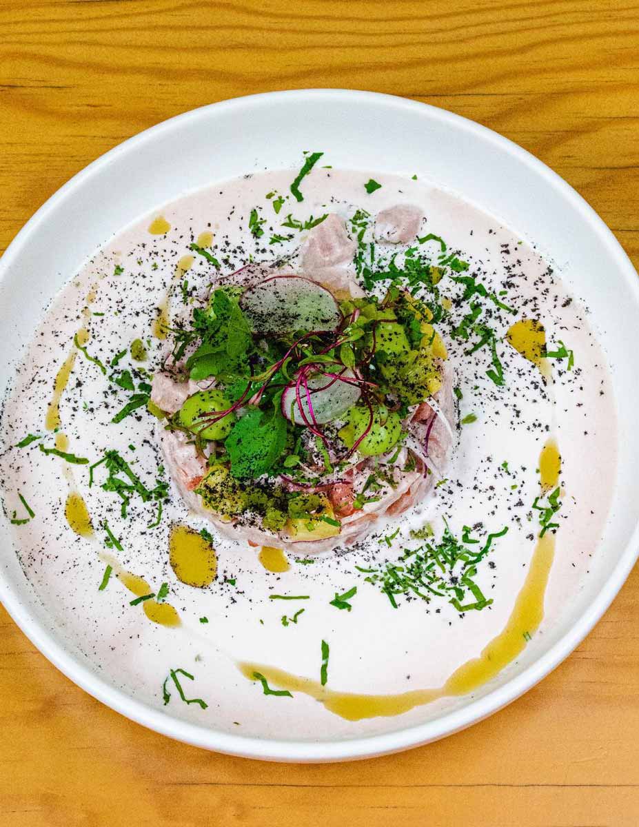 Tuna Ceviche with habanero cream from Gozobi Restaurant in Oaxaca, Mexico