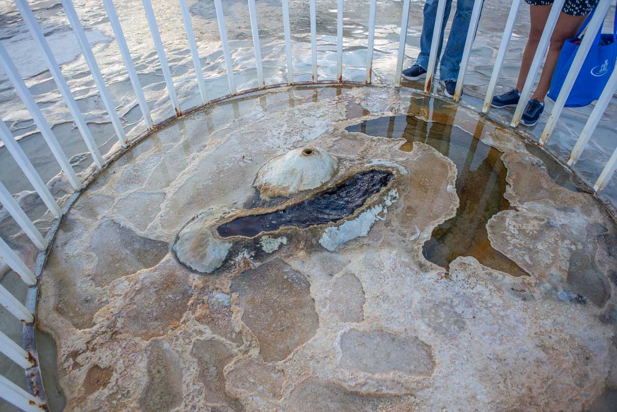 A boiling fenced area on Hierve el Agua, Mexico