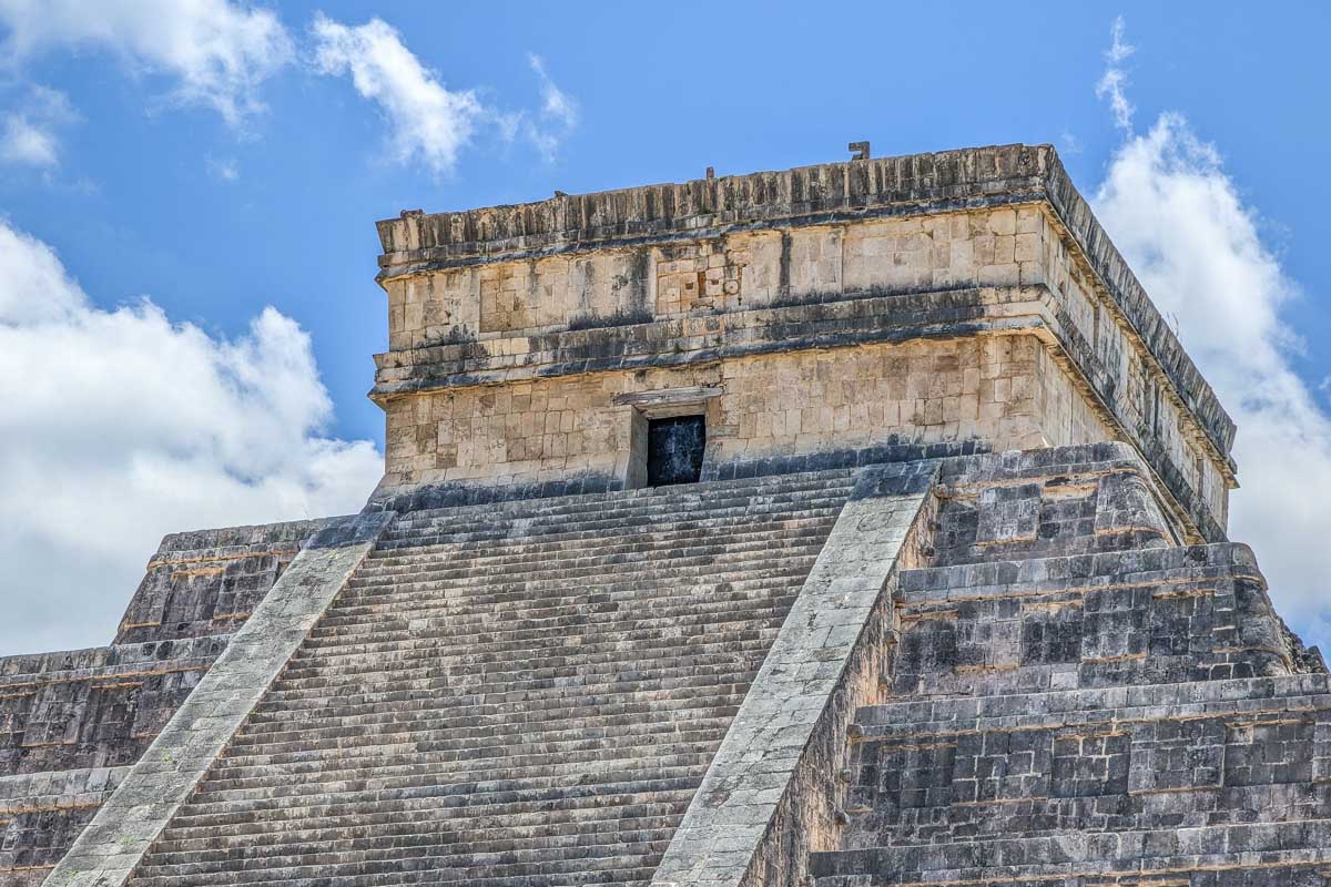 A close up of El Castillo at Chichen Itza, Mexico