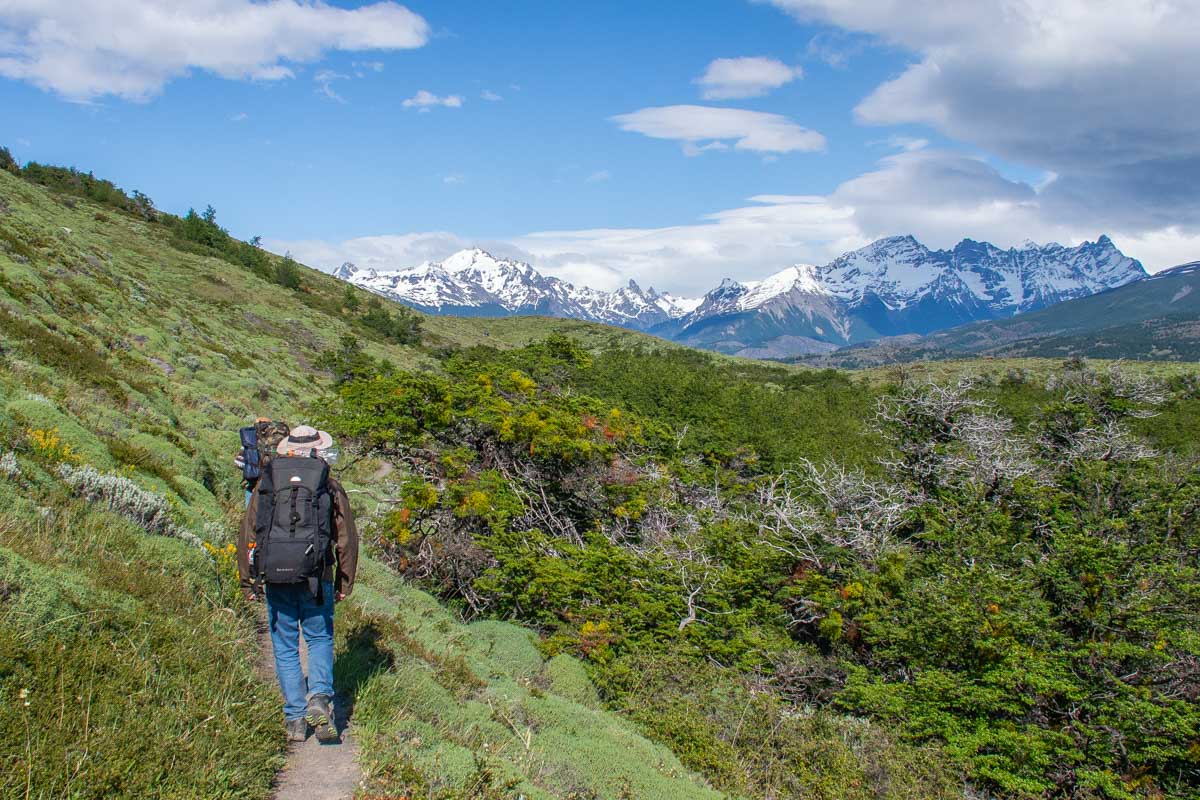 A hiker on the back end of the O Circut in Torres del Paine NP