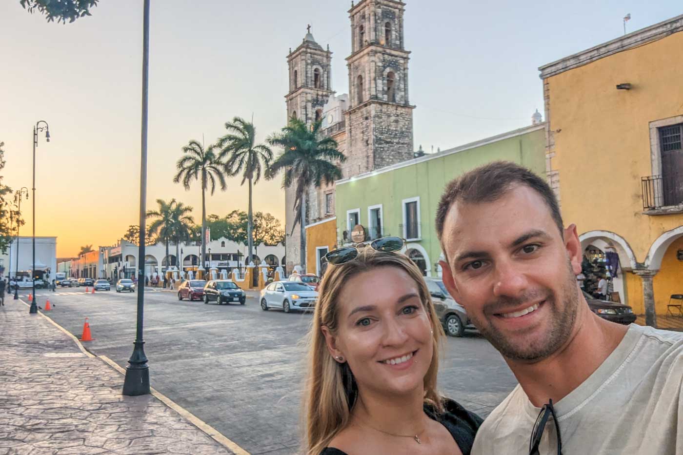 Bailey and Daniel take a selfie in Valladolid, Mexico
